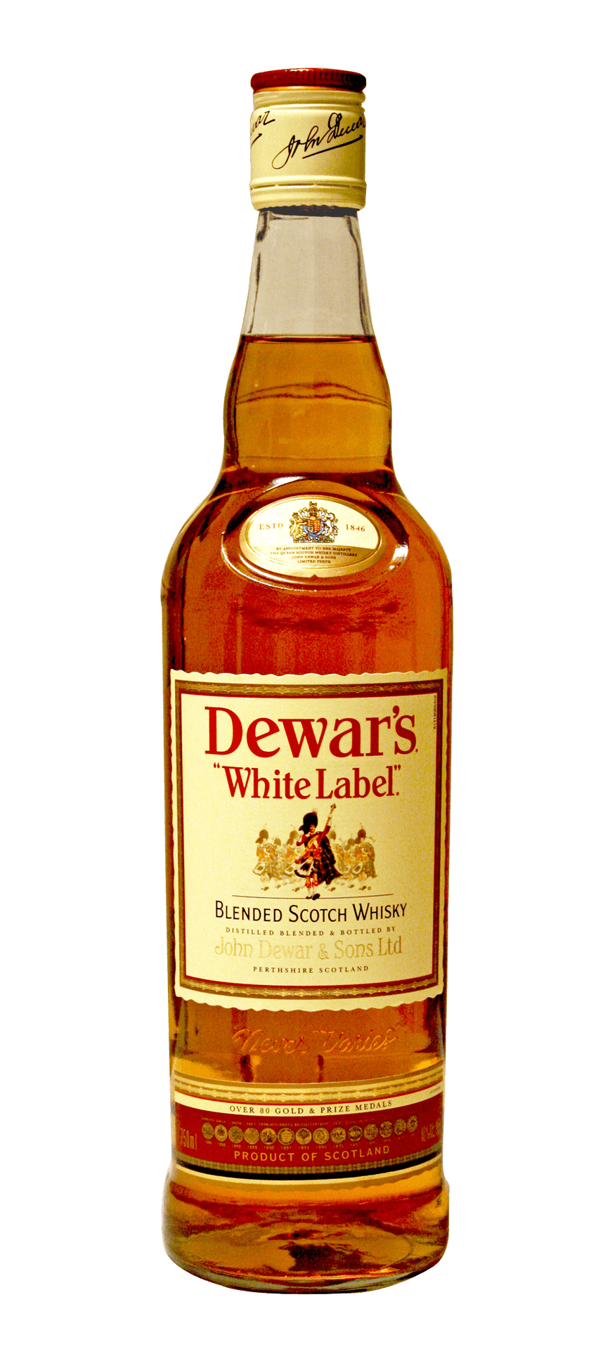 Dewars White Label Scotch Whisky Bottle PNG Image