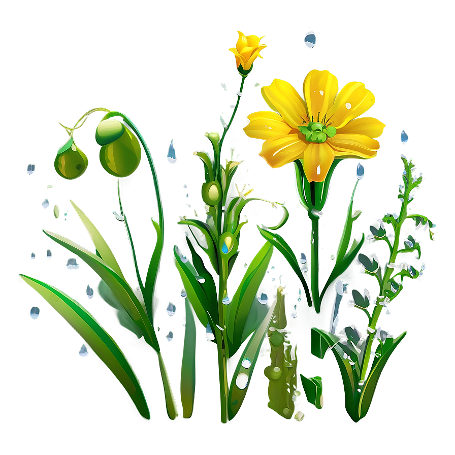 Dewy Wildflowers At Dawn Png 2 PNG Image