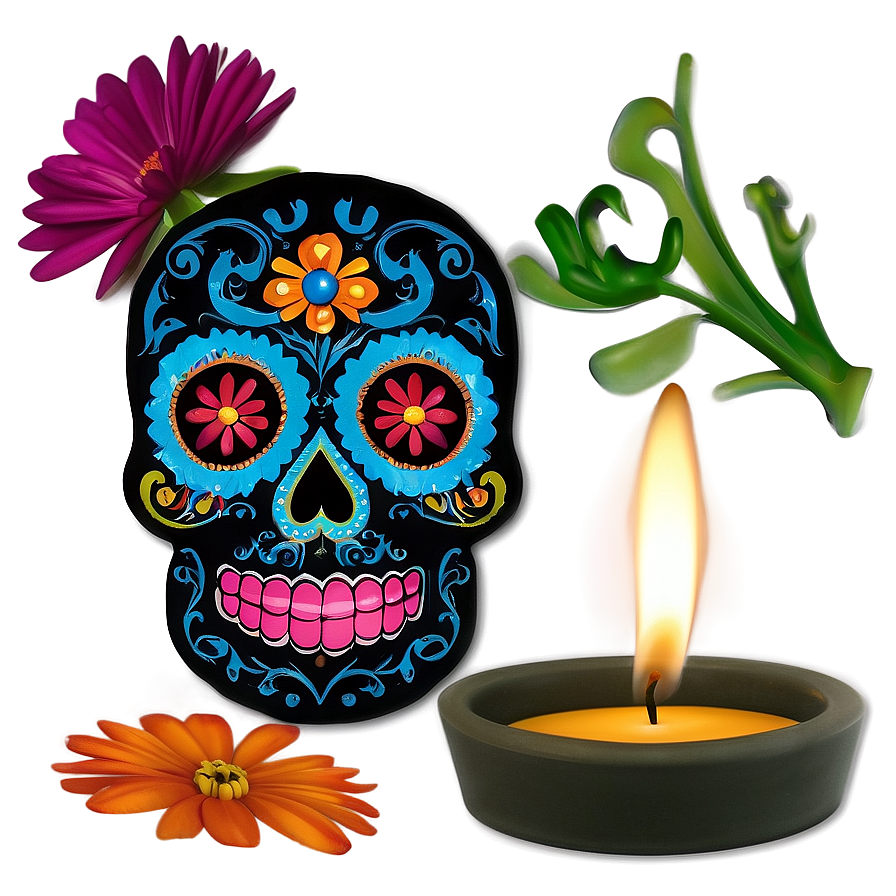 Dia De Los Muertos Candle Arrangements Png Sub PNG Image