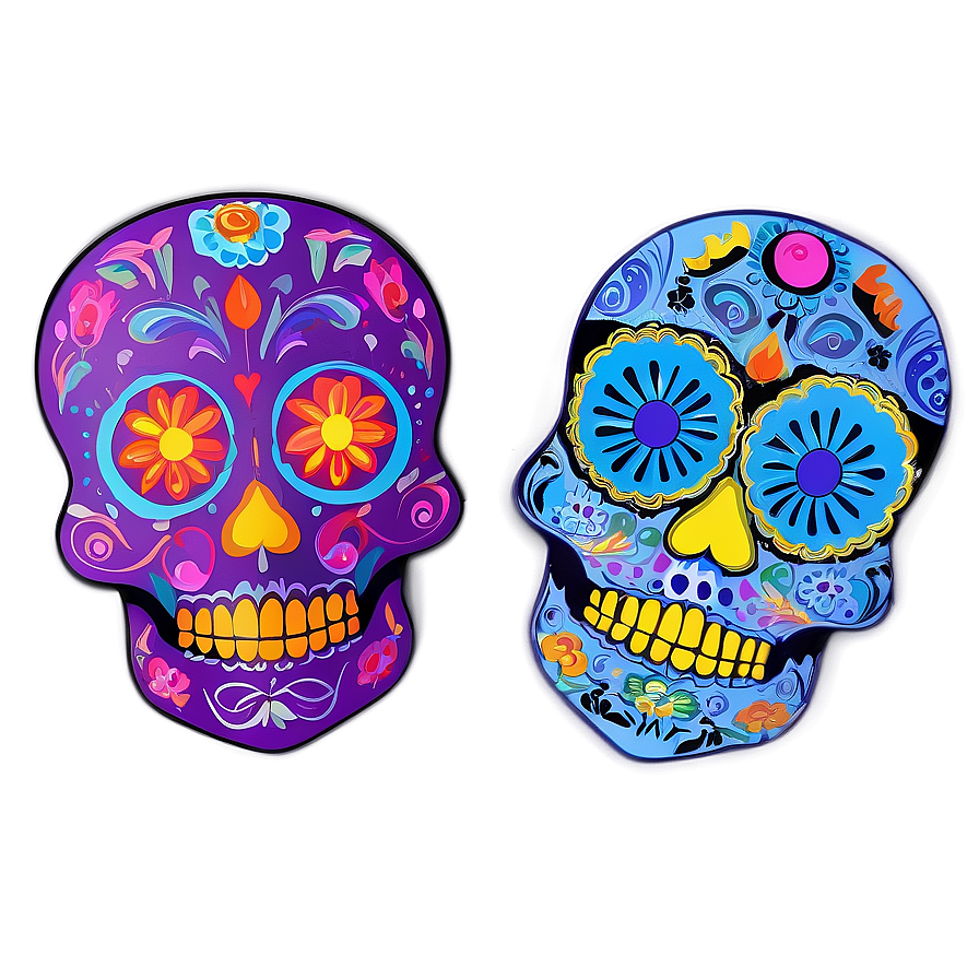 Dia De Los Muertos Sugar Skulls Png Iyw PNG Image