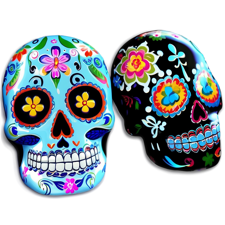 Dia De Los Muertos Sugar Skulls Png Sgw52 PNG Image