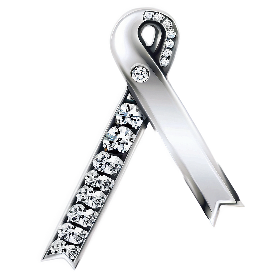 Diamond White Ribbon Charm Png Qye PNG Image