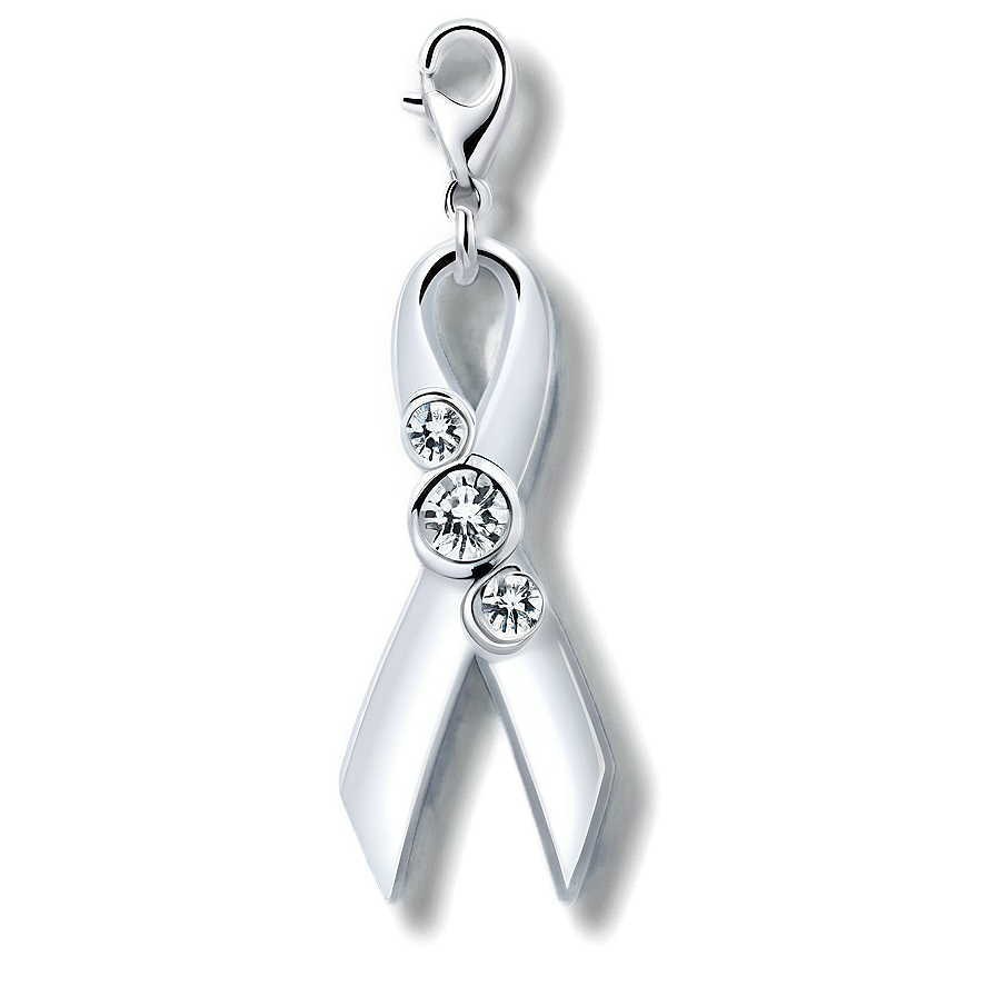 Diamond White Ribbon Charm Png Uyg11 PNG Image