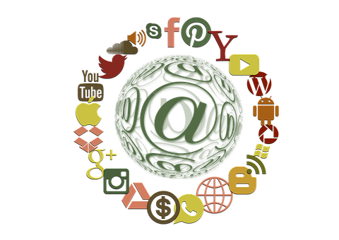 Digital Communication Icons Circle PNG Image