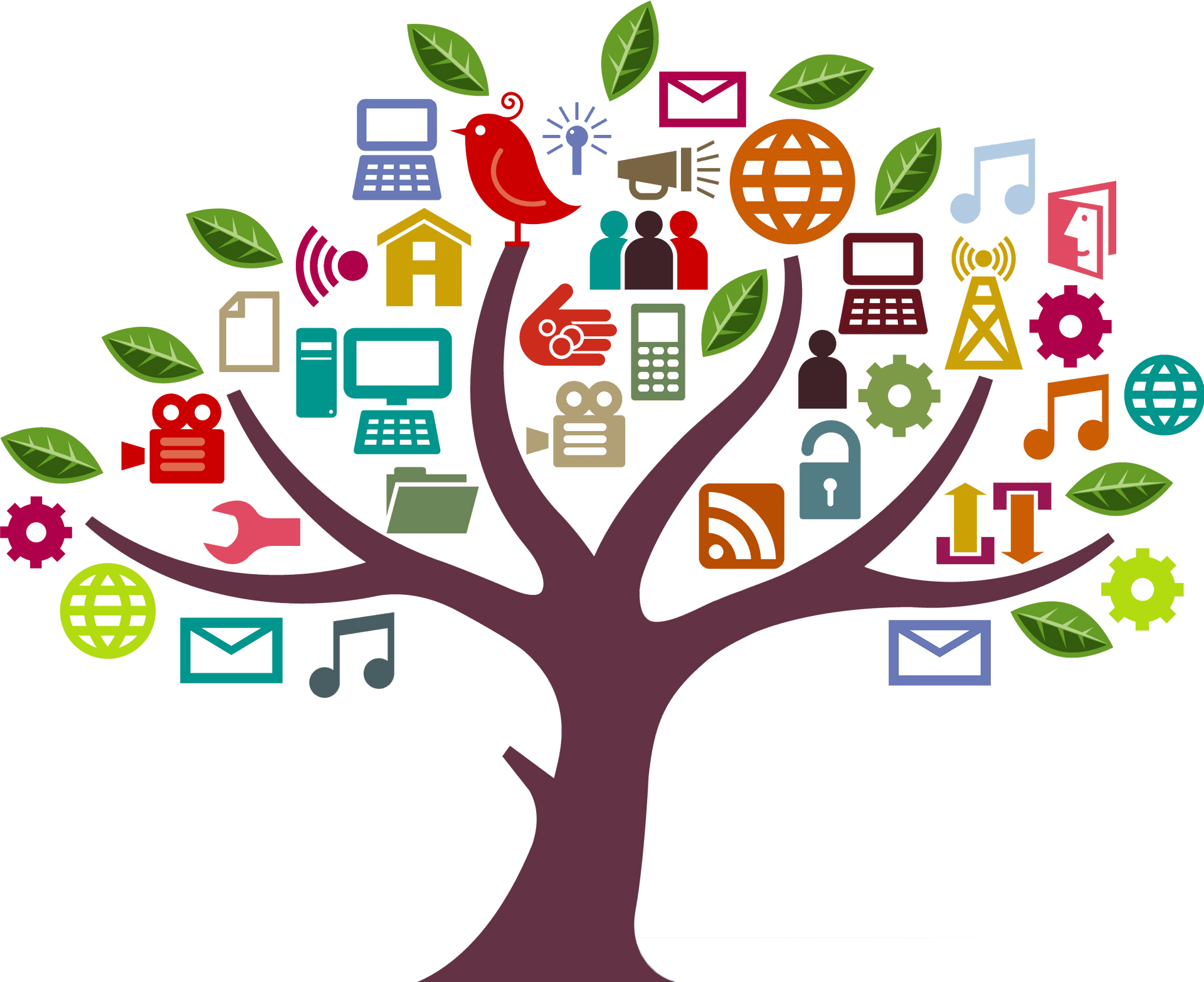 Digital Communication Tree PNG Image