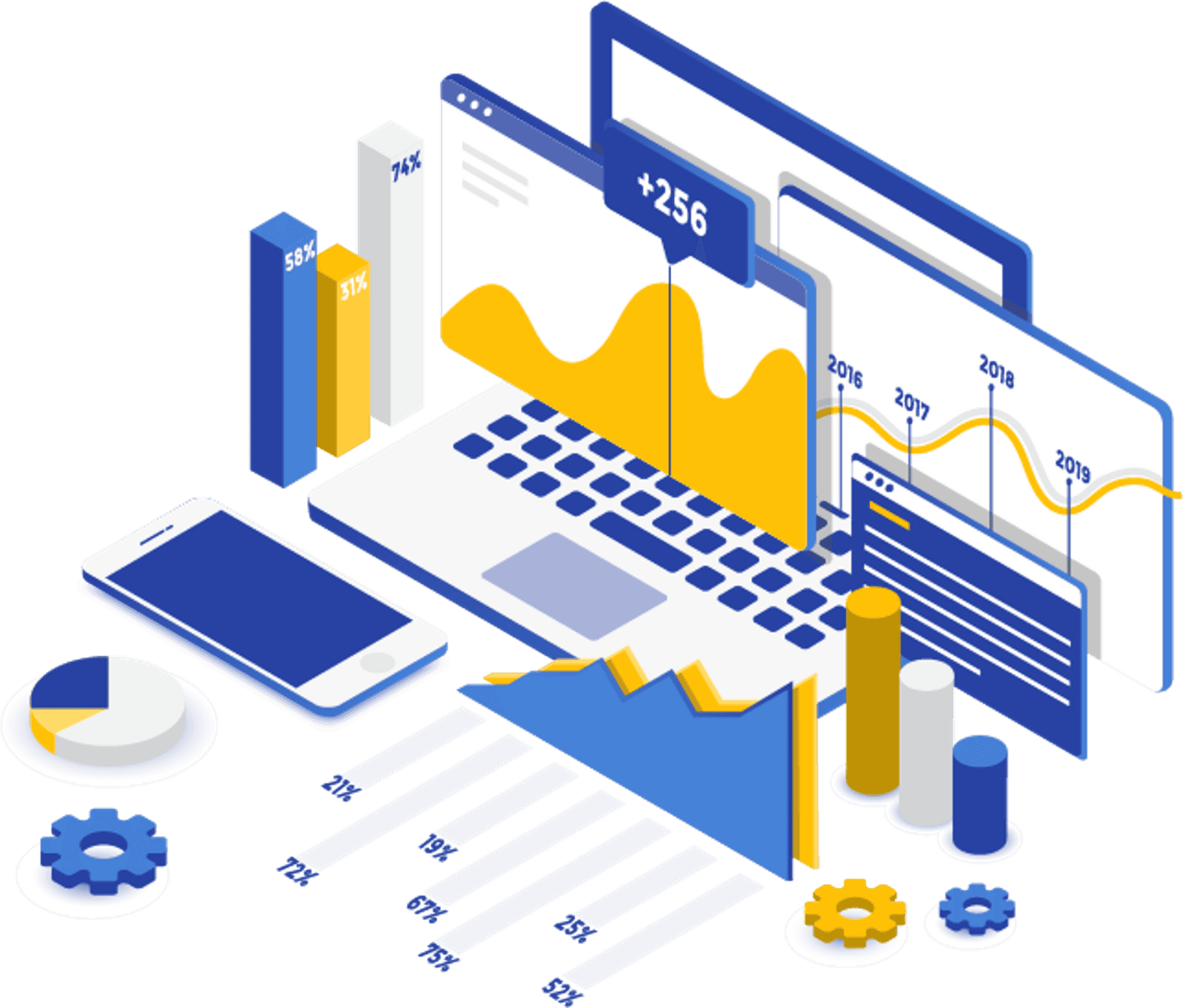 Digital Finance Analytics Illustration PNG Image