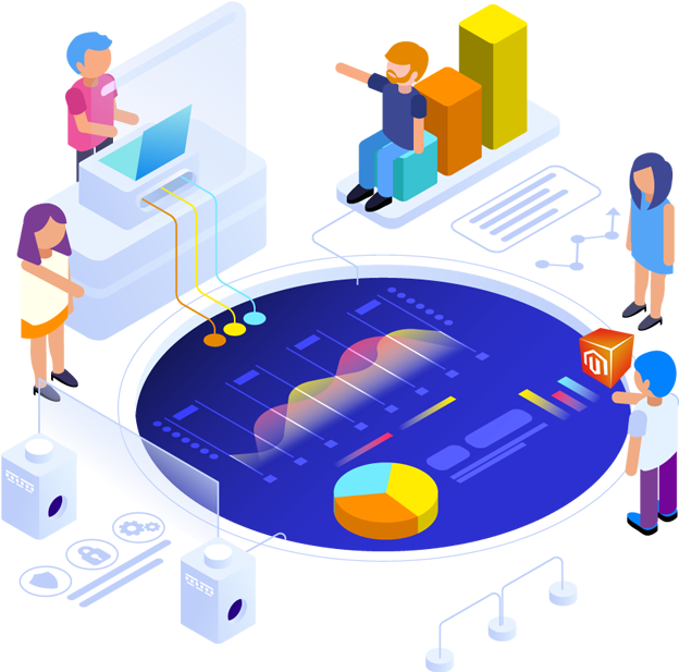 Digital Marketing Data Analysis Illustration PNG Image