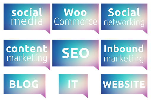 Digital Marketing Keywords Collage PNG Image