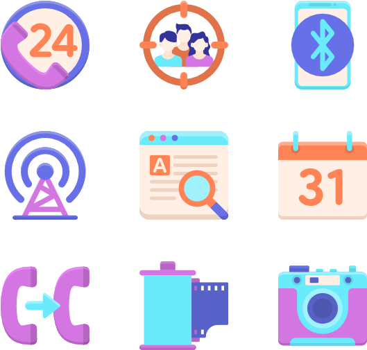 Digital Service Icons Set PNG Image