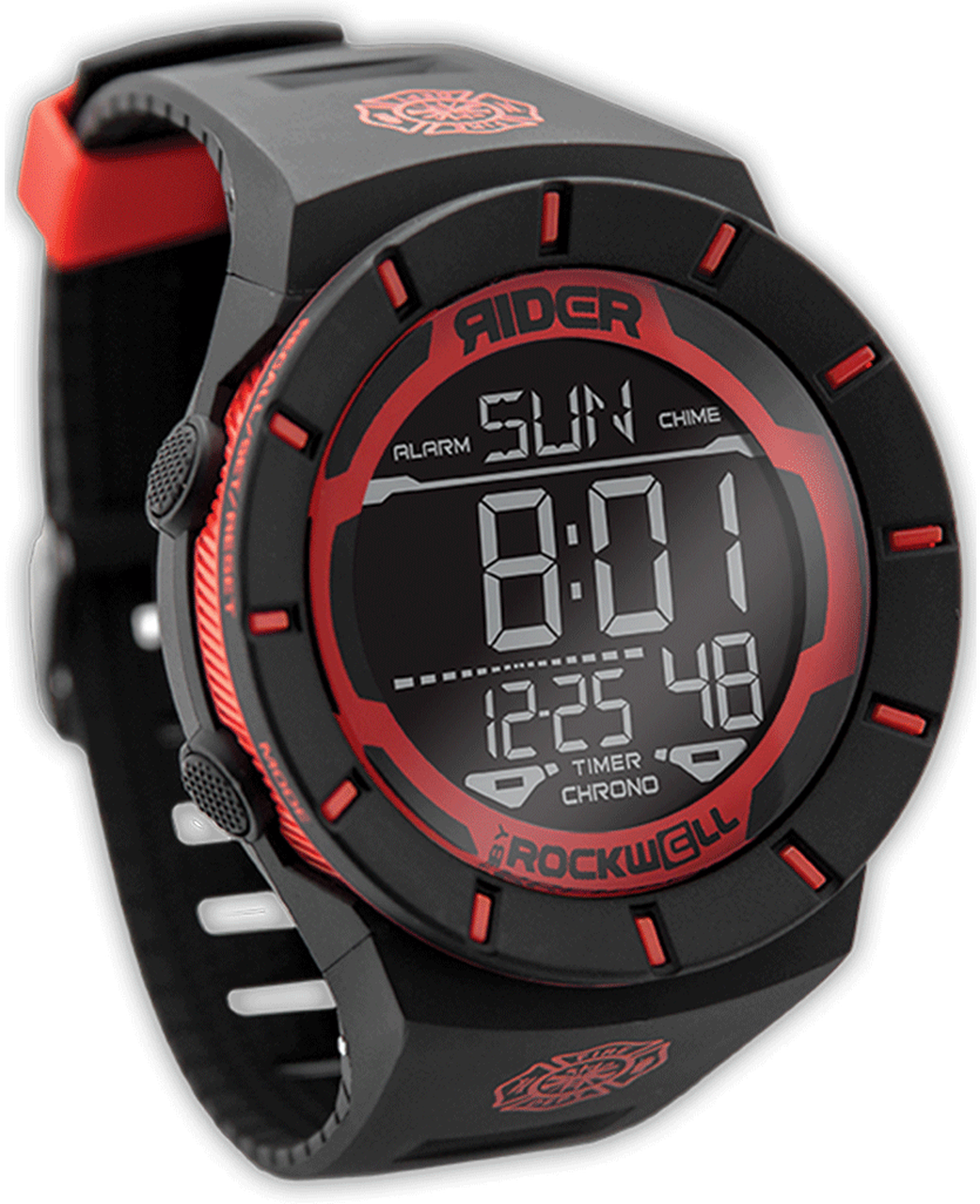 Digital Sports Watch Red Black PNG Image