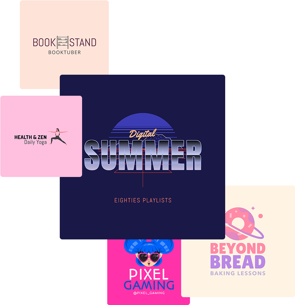 Digital Summer Playlist Branding Collage PNG Image