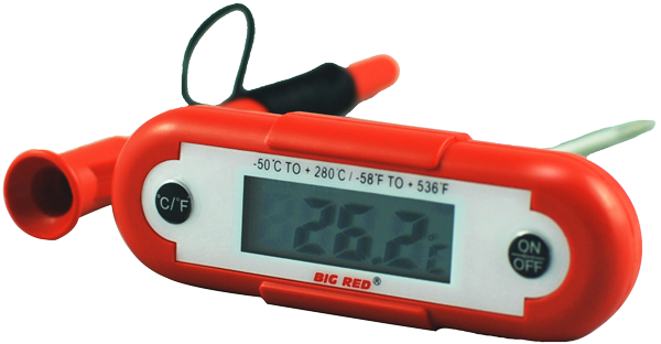 Digital Thermometer Red Display PNG Image