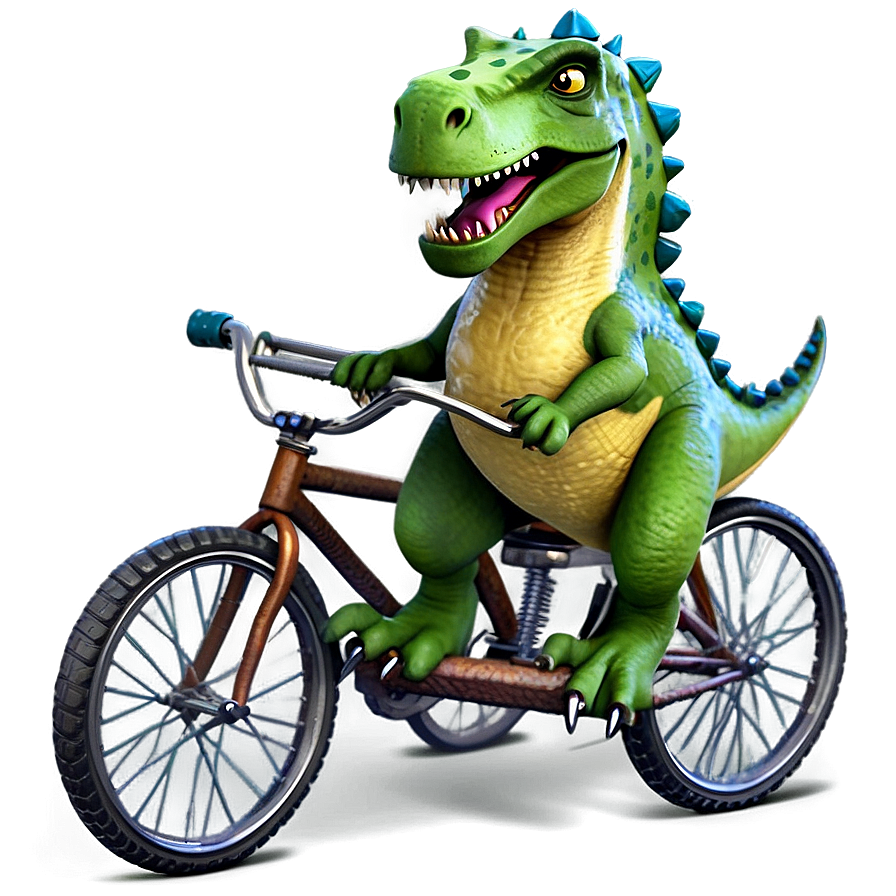 Dino Riding Bicycle Png Nct85 PNG Image