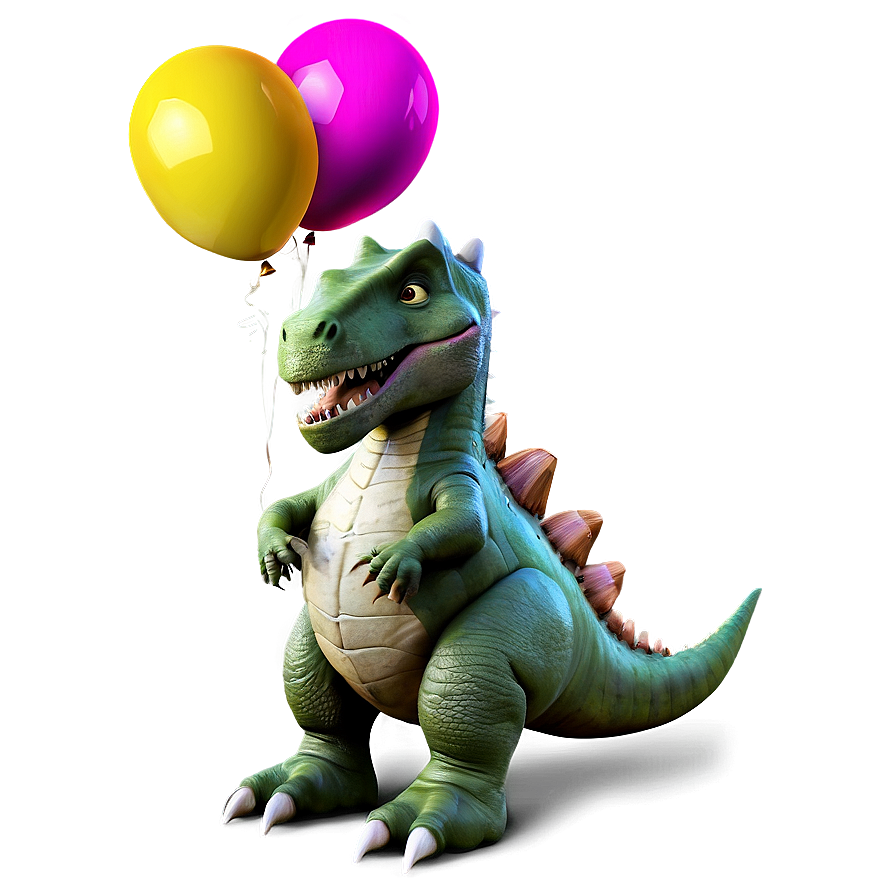 Dino With Balloons Png 2 PNG Image