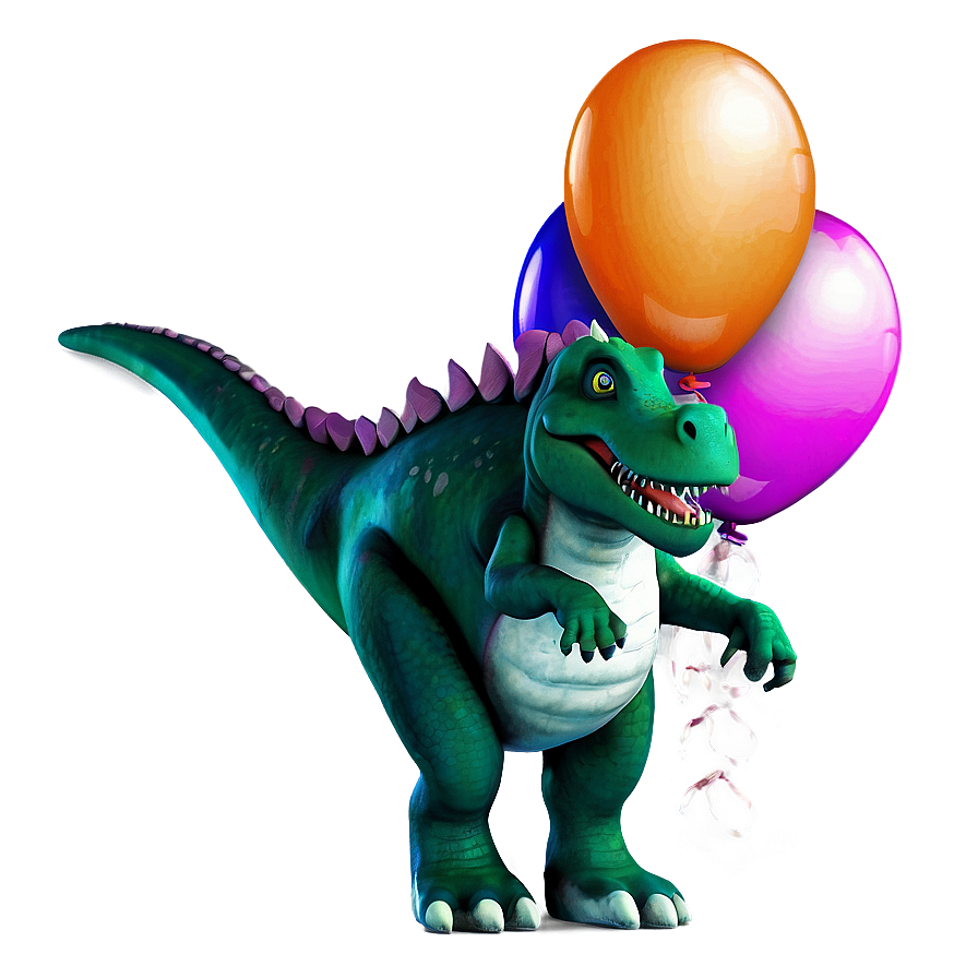 Dino With Balloons Png 24 PNG Image