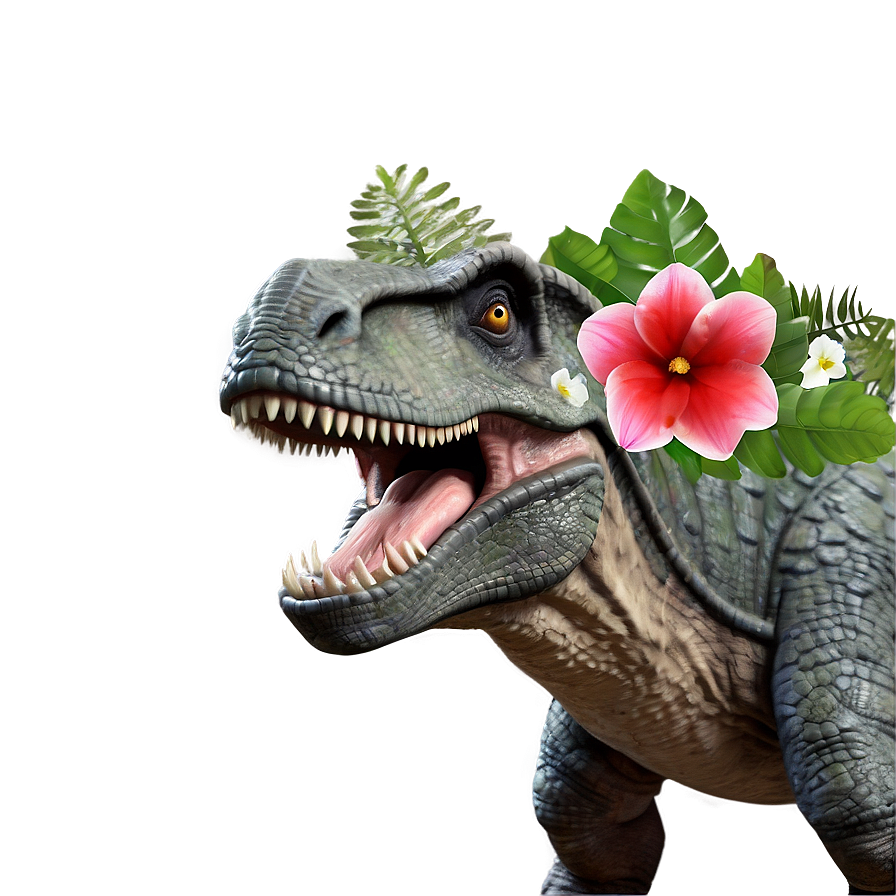 Dino With Flowers Png 75 PNG Image