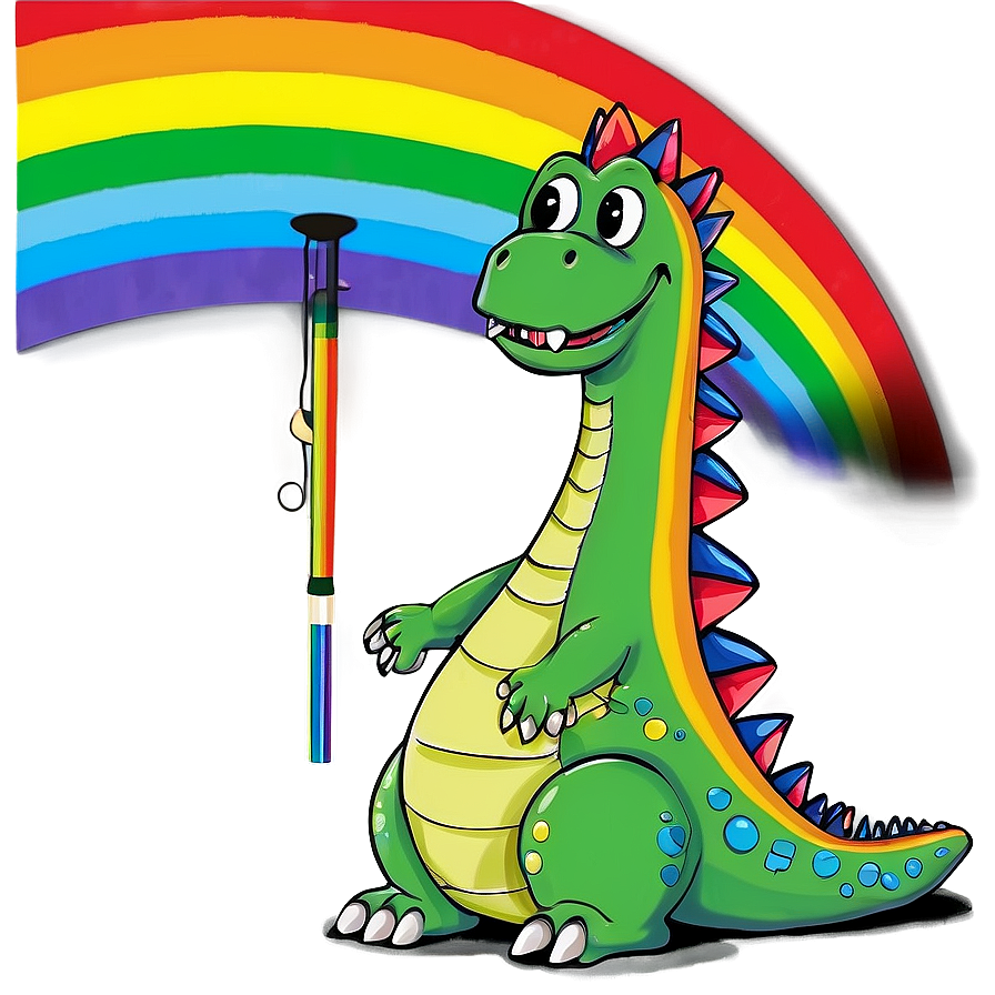 Dinosaur And Rainbow Png Drq97 PNG Image