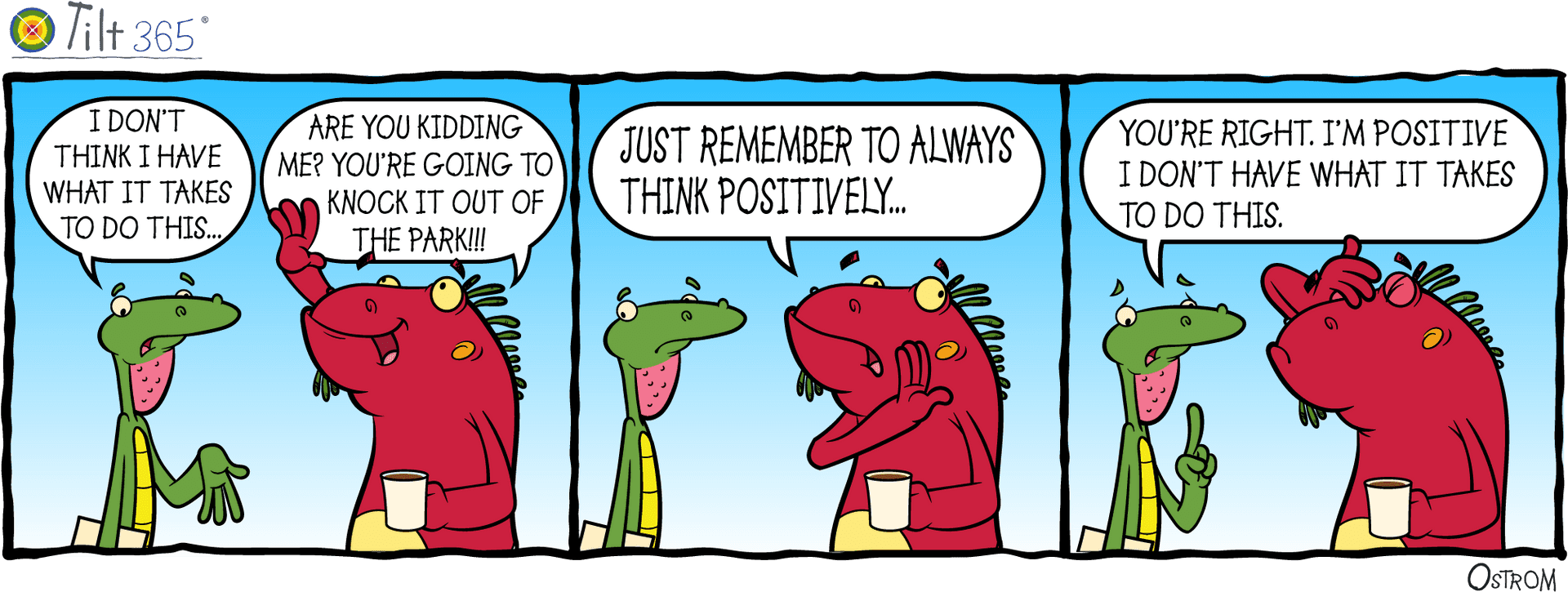 Dinosaur Comic Self Doubtand Positivity PNG Image