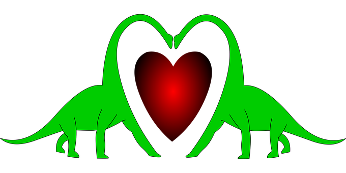 Dinosaur Silhouettes Forming Heart PNG Image