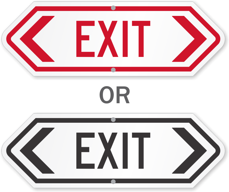 Directional Exit Signs Comparison PNG Image