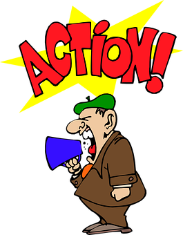 Director Shouting Action Cartoon PNG Image