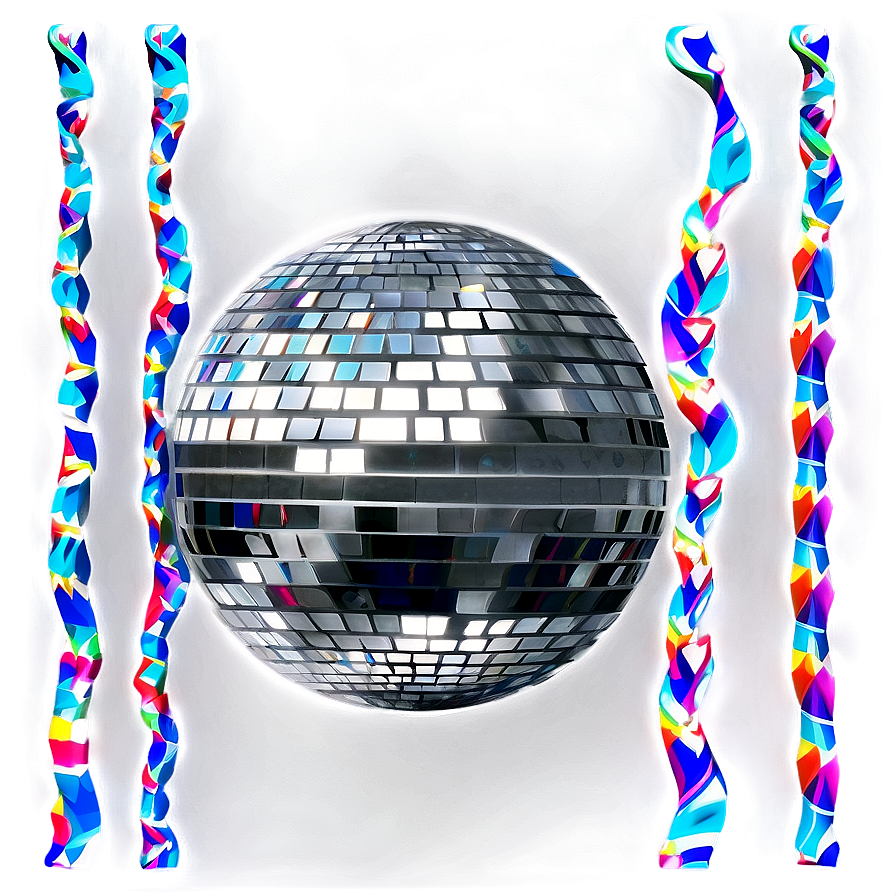 Disco Ball Surroundedby Colorful Lights PNG Image