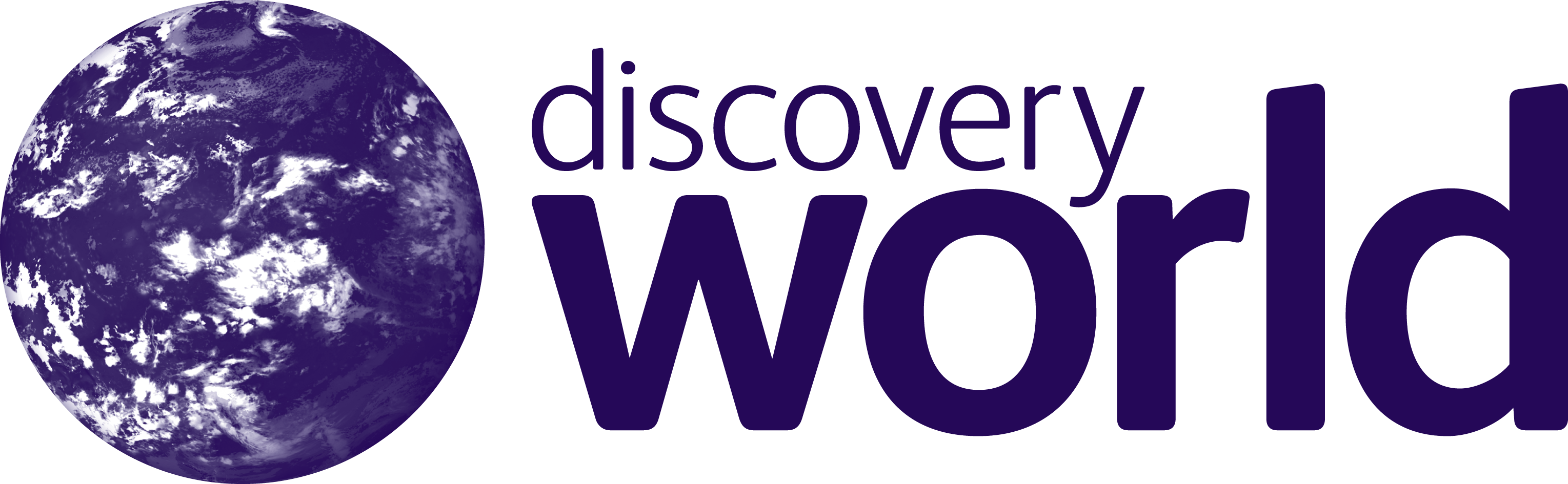 Discovery World Logo Purple Earth PNG Image