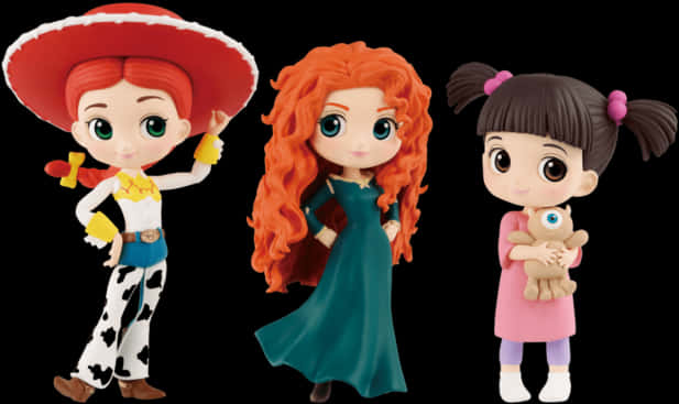 Disney Animated Girls Toy Figures PNG Image