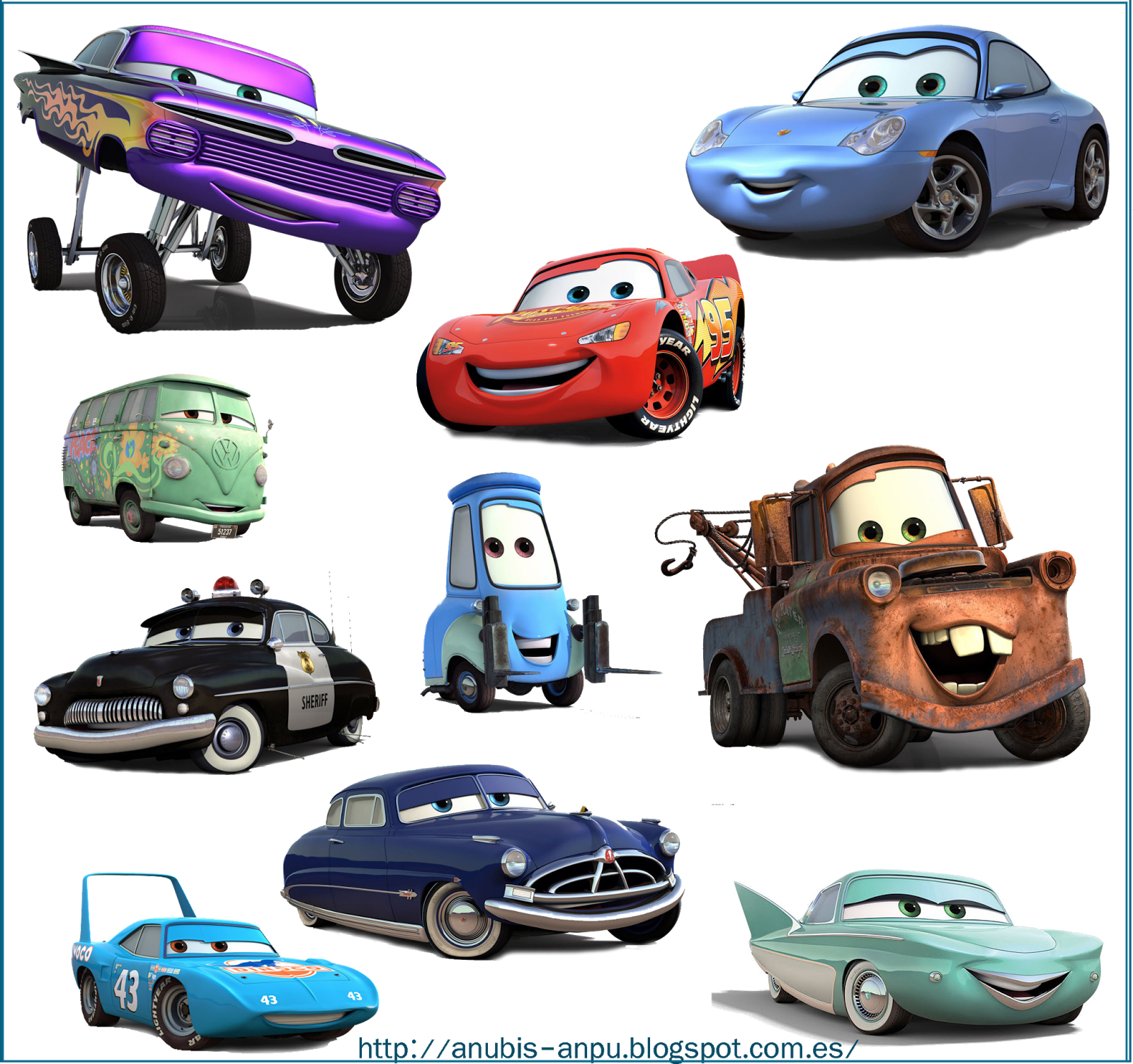 Disney Cars Character Collage PNG Image