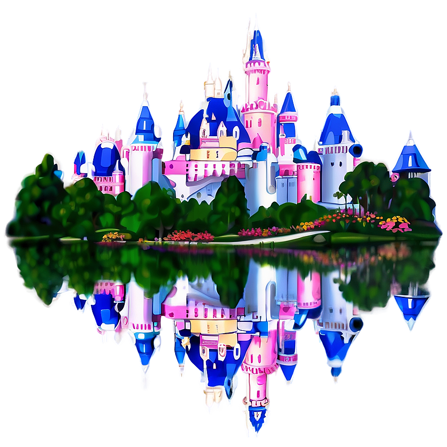 Disney Castle Reflection In Water Png Sce71 PNG Image