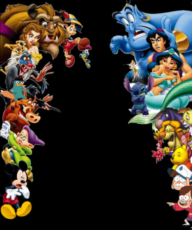 Disney Character Collage PNG Image