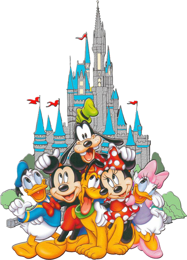 Disney Characters Castle Backdrop PNG Image