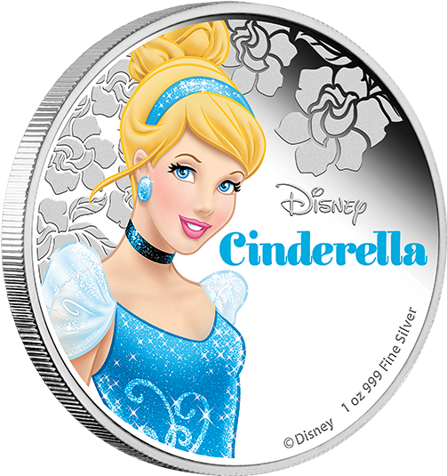 Disney Cinderella Silver Coin PNG Image