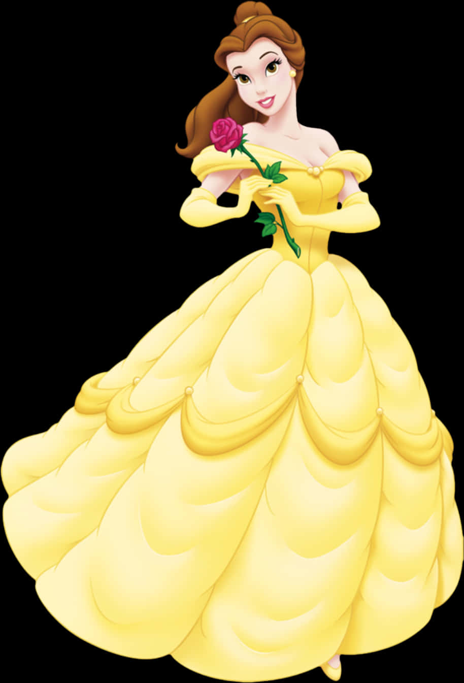 Disney Princess Yellow Gown Rose PNG Image