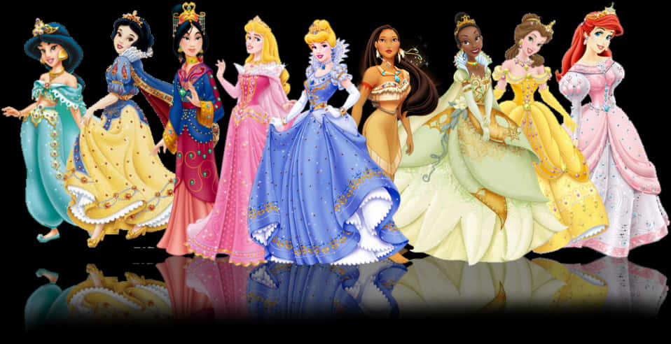 Disney Princesses Lineup PNG Image