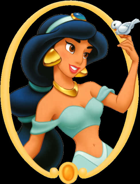 Disney Princesswith Bird PNG Image