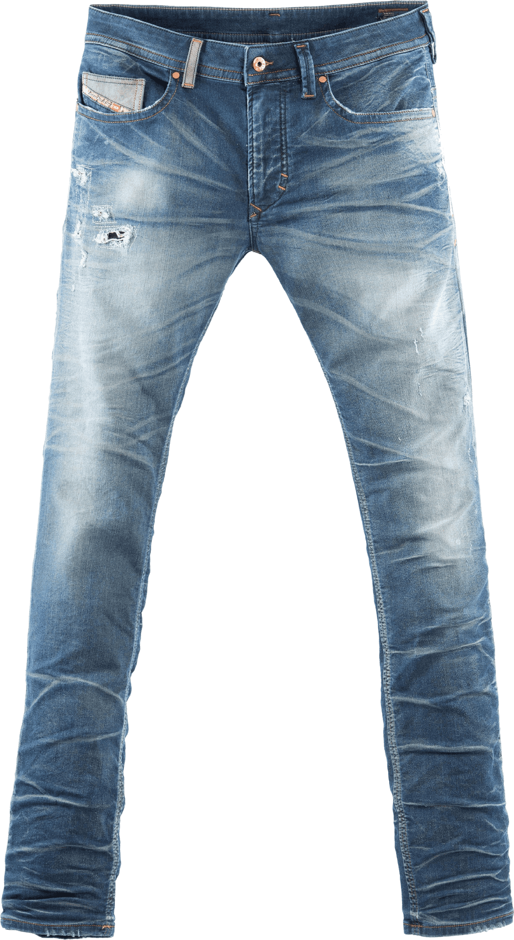 Distressed Blue Denim Jeans PNG Image