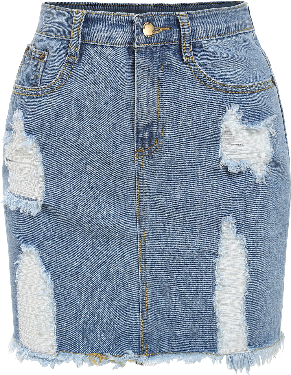 Distressed Denim Skirt Fashion PNG Image