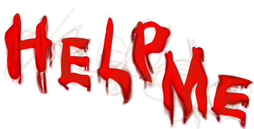 Distressed Red Help Me Text PNG Image