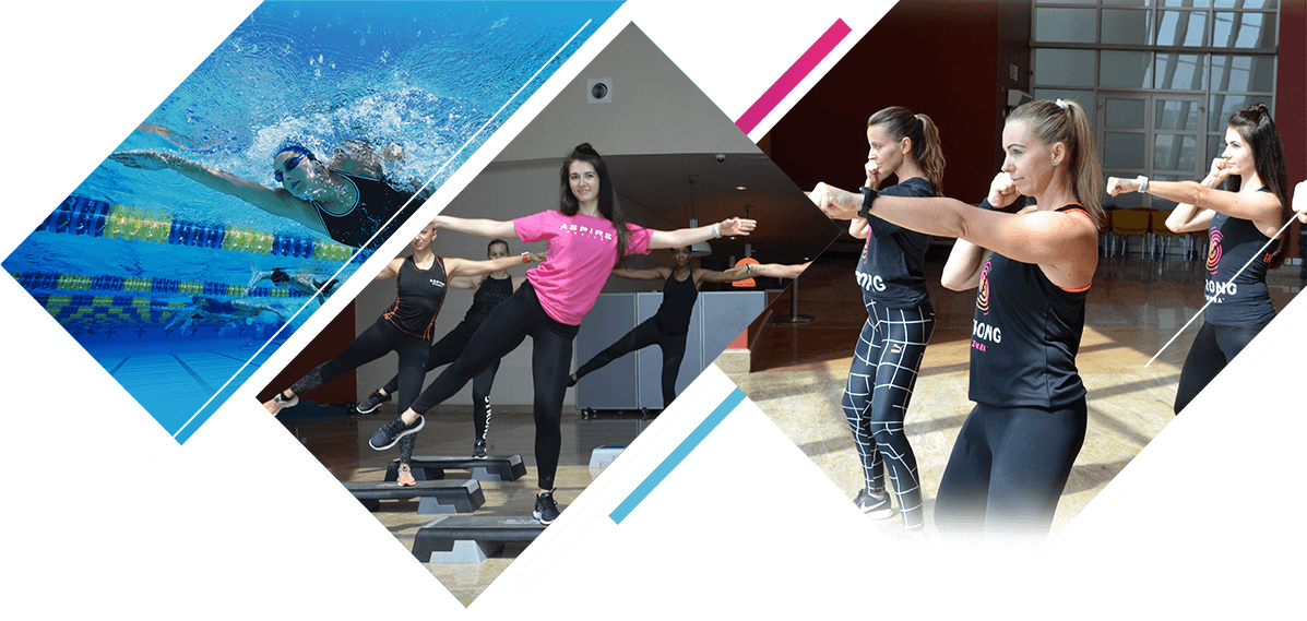 Diverse Aerobic Activities Collage PNG Image