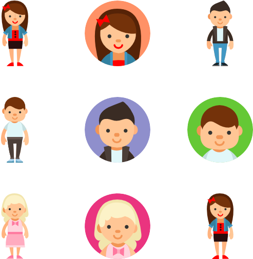 Diverse Cartoon Avatars Collection PNG Image