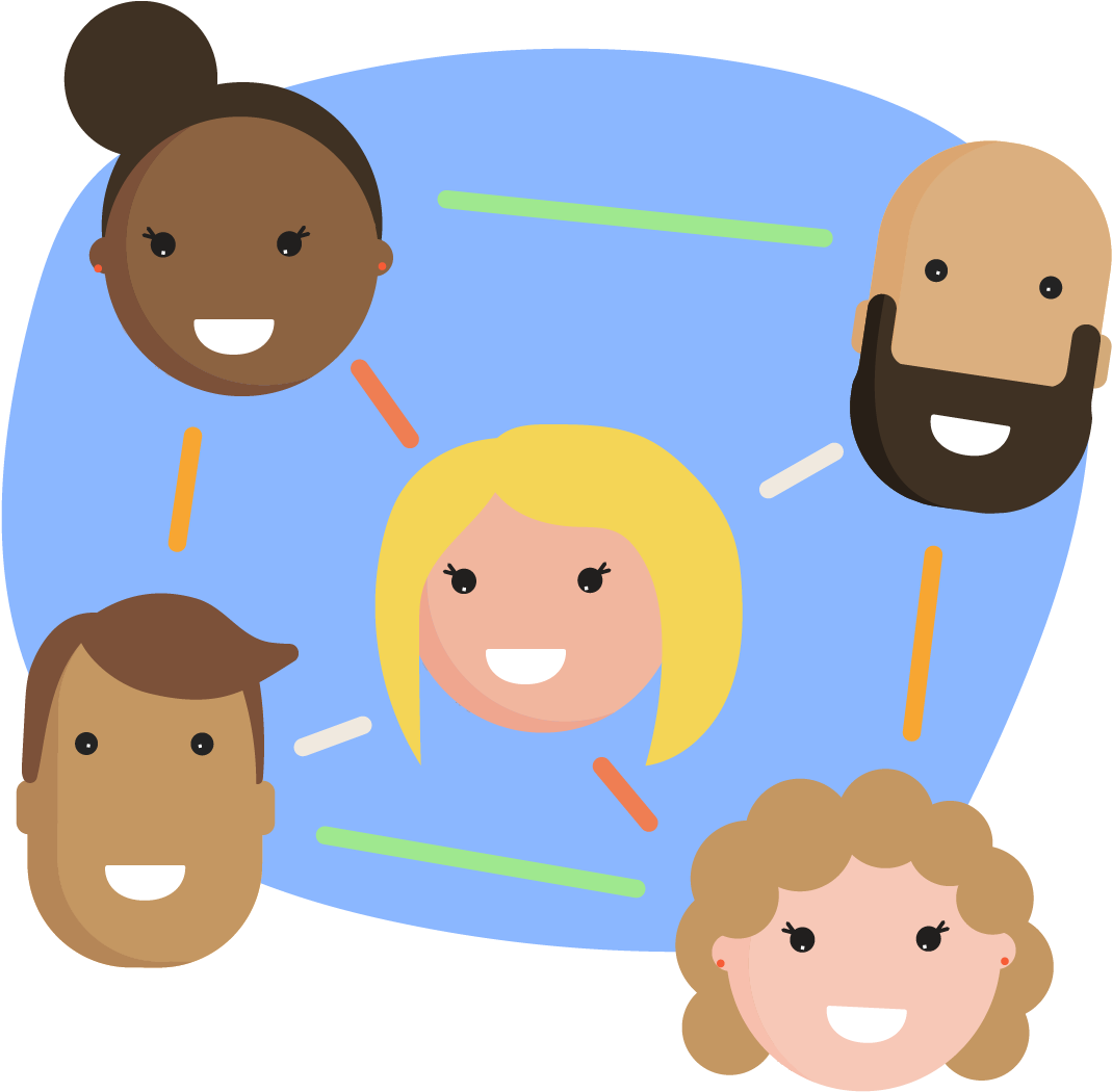 Diverse Cartoon Faces Circle PNG Image