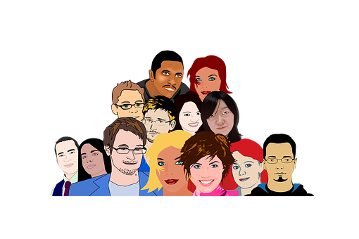 Diverse Cartoon Faces Group PNG Image