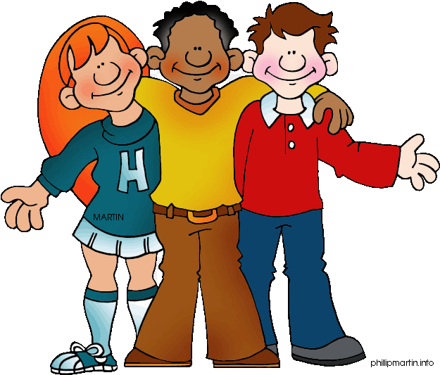 Diverse Cartoon Students Friends PNG Image