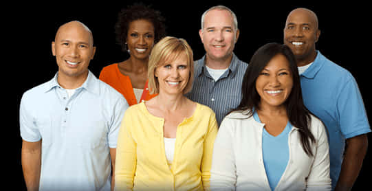 Diverse Group Portrait Smiling PNG Image