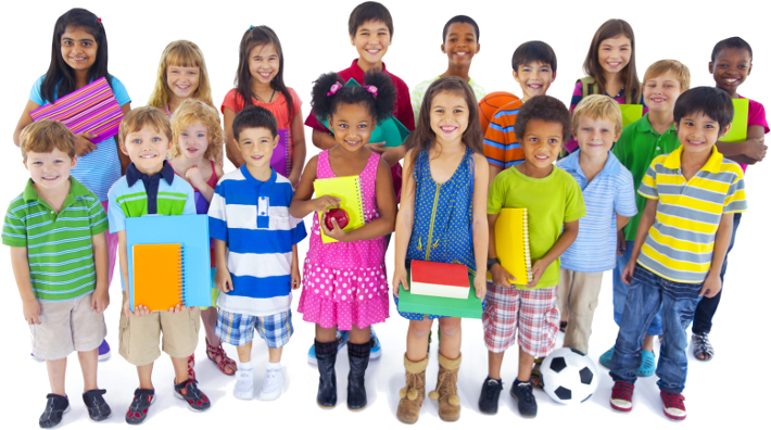 Diverse Groupof Smiling Children PNG Image