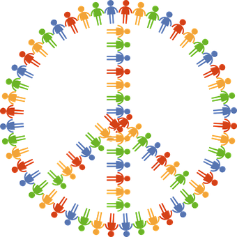 Diverse People Peace Symbol PNG Image