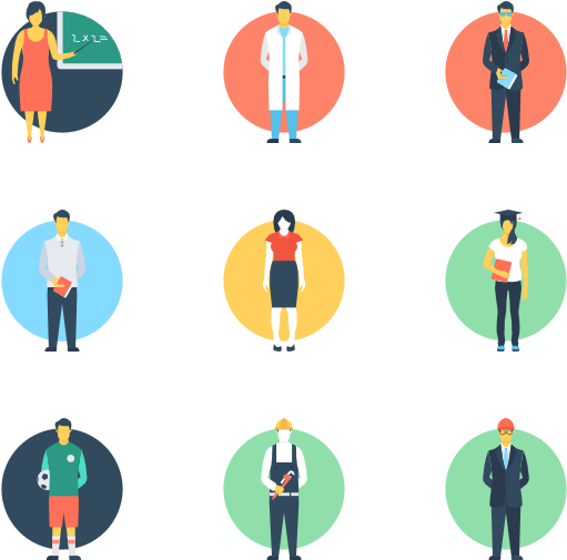 Diverse Profession Icons Set PNG Image