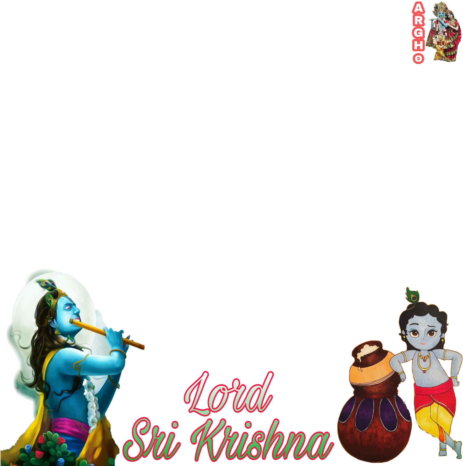 Divine Flute Player Lord Sri Krishna PNG Image