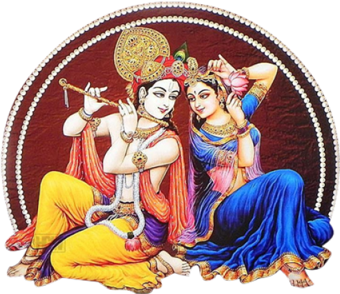 Divine Love Radha Krishna Art PNG Image